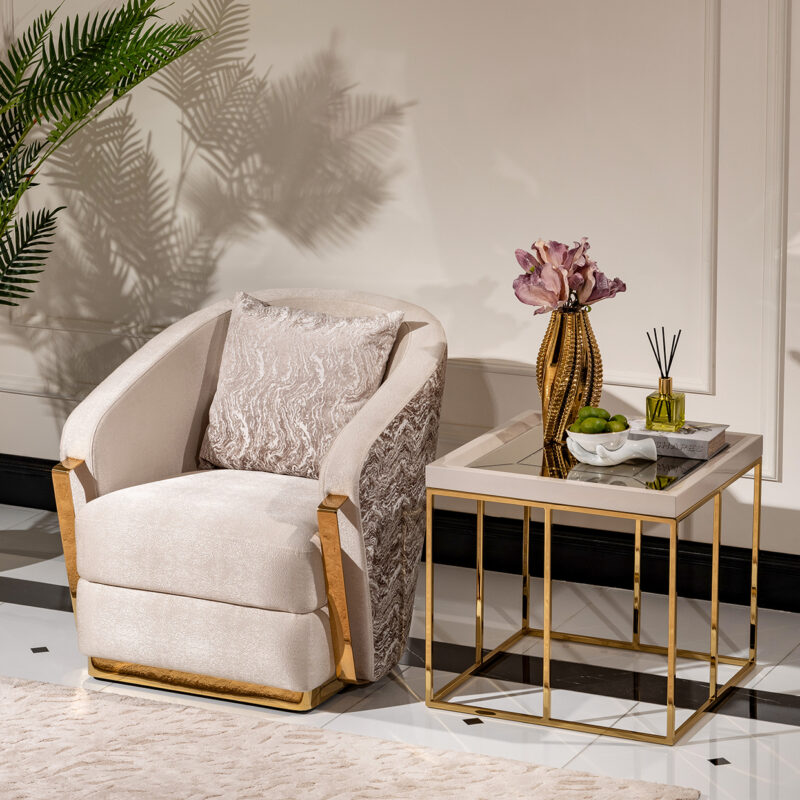 Carmela End Table Ivory