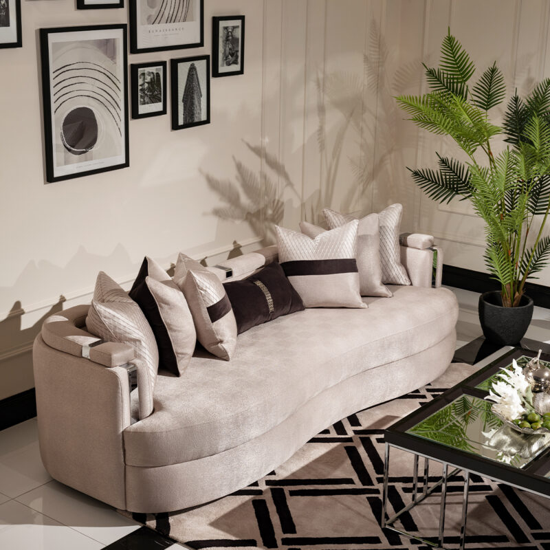 Carmela Mansion Sofa Silver
