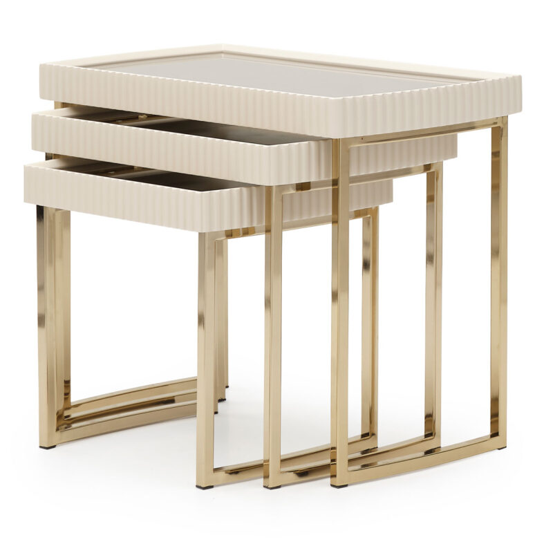 Lisbon Nesting Tables Silken Matte Cream - Image 2