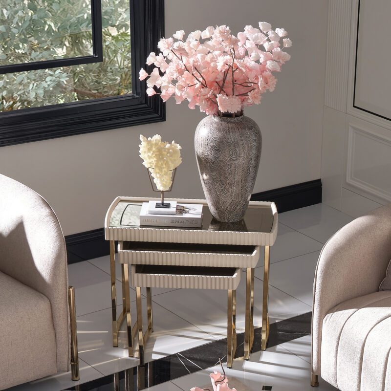 Lisbon Nesting Tables Silken Matte Cream - Image 4