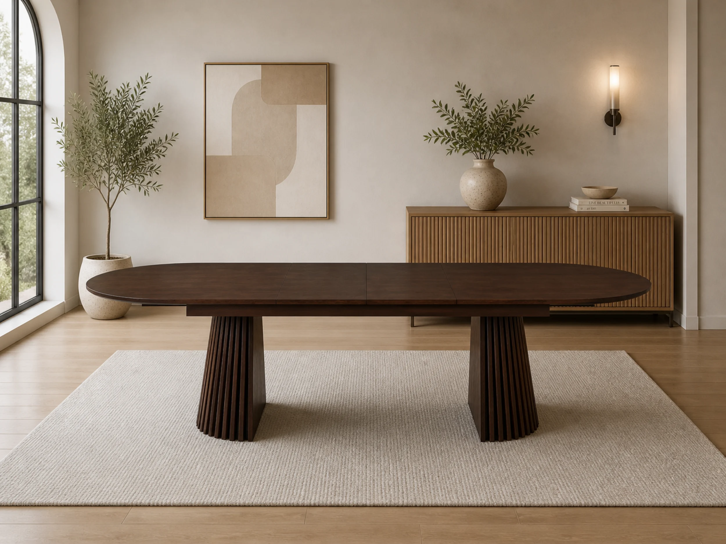 Mila Walnut Butterfly Leaf Dining Table.