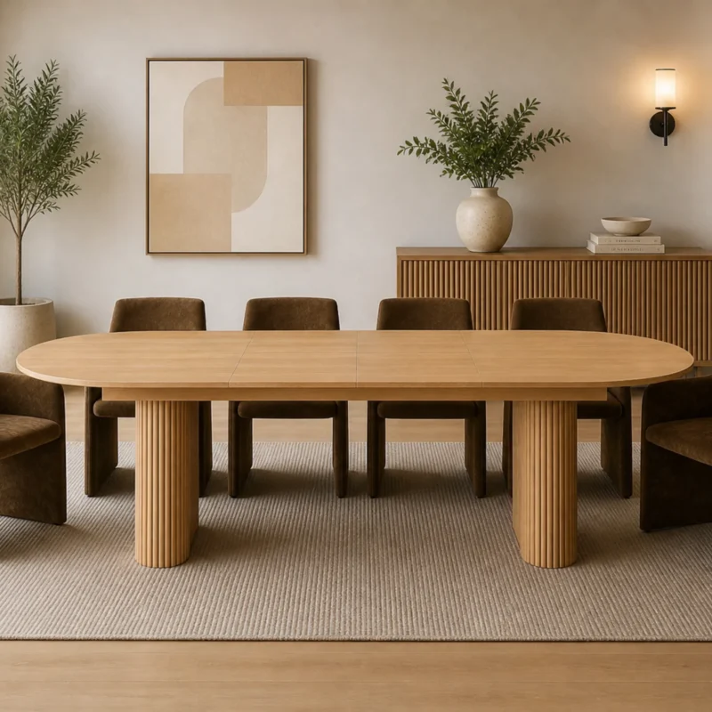 Nikki Oak Butterfly Leaf Dining Table.